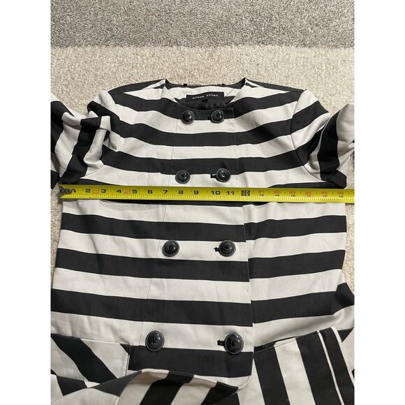 Black Rivet Women's Small Double Breasted Striped Jacket Black White peacoat - Picture 5 of 12